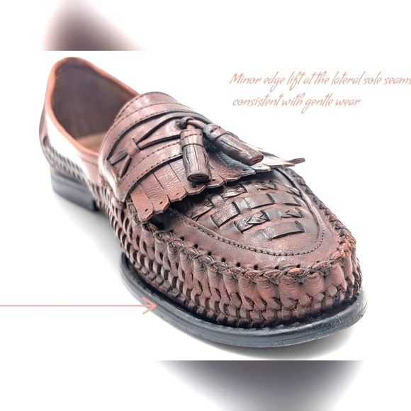 Nunn Bush Woven Leather Tassel Loafers Men's Sz 12M Brown Slip On Casual Preppy - Picture 13 of 17